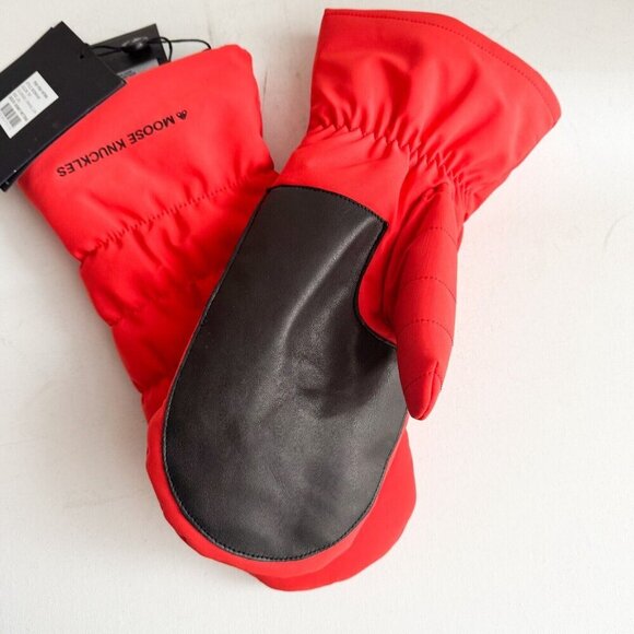 Moose Knuckles Nylon Down Filled Sidney  Mittens Orange  L/XL - Picture 3 of 8